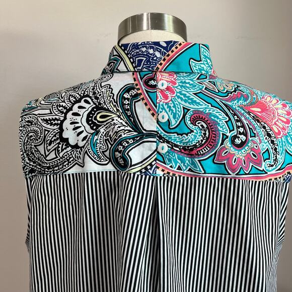 CHICO'S No Iron Sleeveless Button Front Short Sleeve Blouse Size XL - Picture 6 of 8